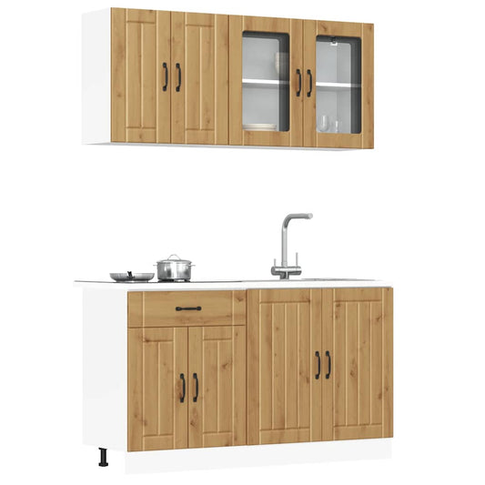 4-delige Keukenkastenset Kalmar bewerkt hout artisanaal eiken is nu te koop bij PeponiXL, paradijselijk wonen!