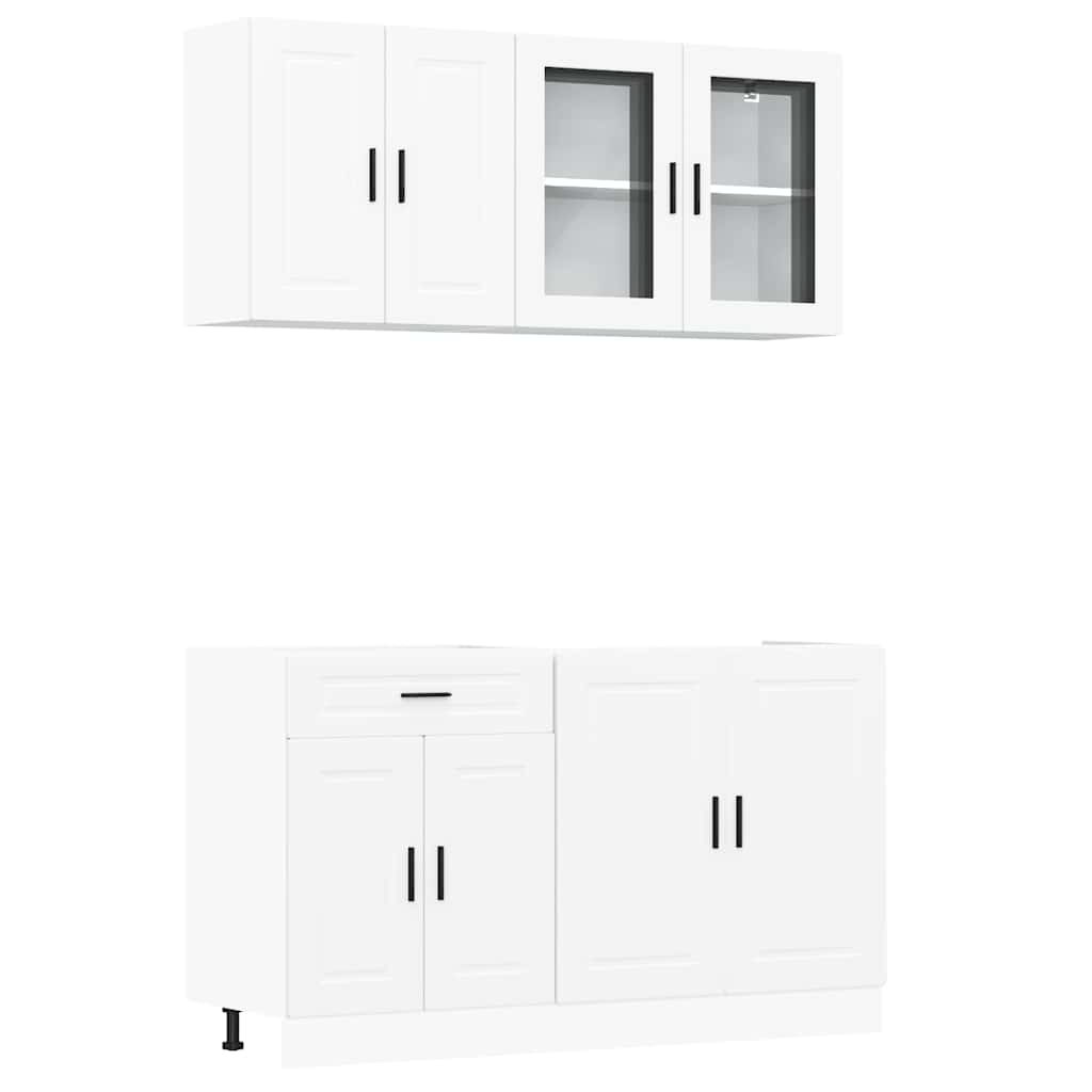 4-delige Keukenkastenset Porto bewerkt hout wit is nu te koop bij PeponiXL, paradijselijk wonen!
