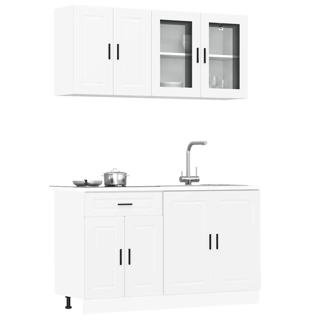 4-delige Keukenkastenset Porto bewerkt hout wit is nu te koop bij PeponiXL, paradijselijk wonen!