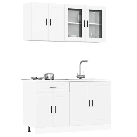 4-delige Keukenkastenset Porto bewerkt hout wit is nu te koop bij PeponiXL, paradijselijk wonen!