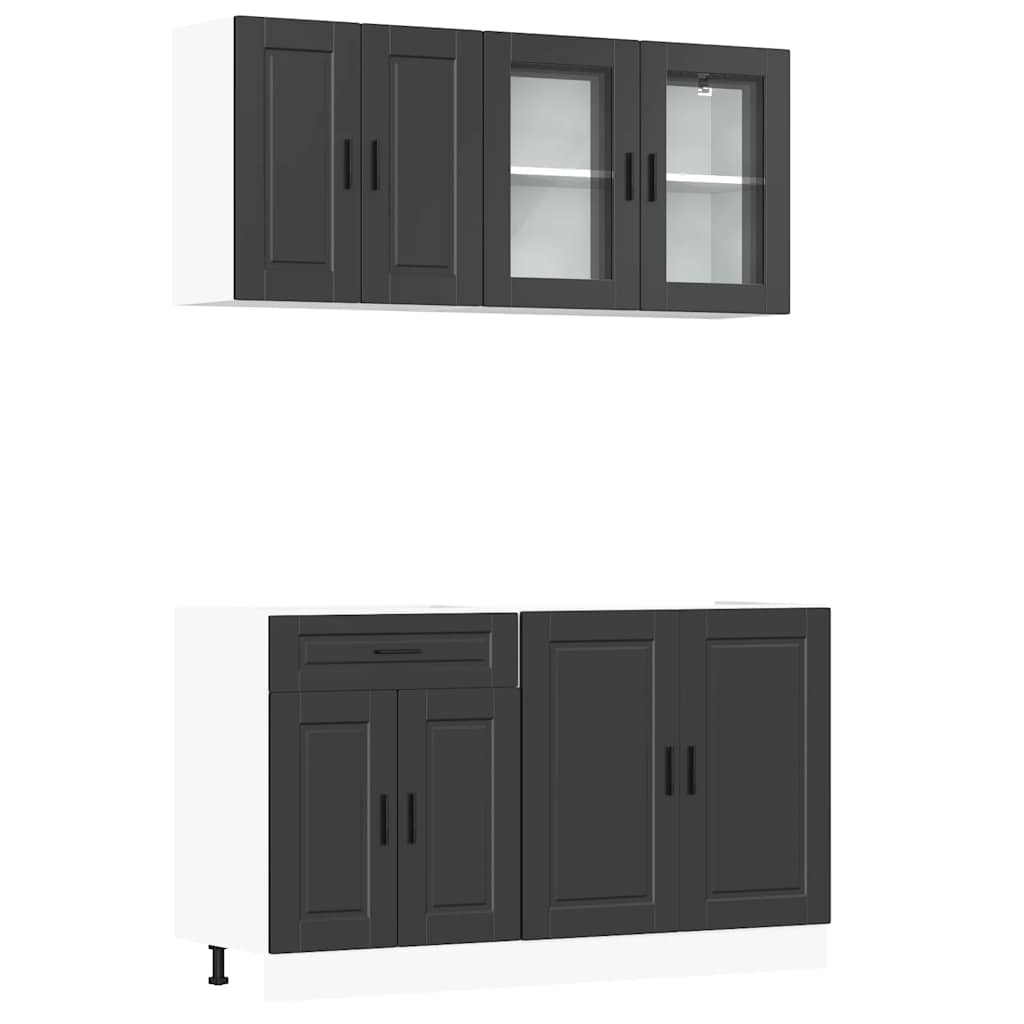 4-delige Keukenkastenset Porto bewerkt hout zwart is nu te koop bij PeponiXL, paradijselijk wonen!