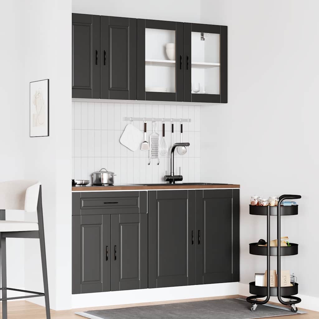 4-delige Keukenkastenset Porto bewerkt hout zwart is nu te koop bij PeponiXL, paradijselijk wonen!