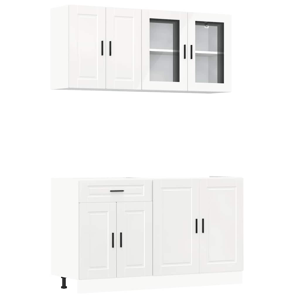 4-delige Keukenkastenset Porto bewerkt hout glanzend wit is nu te koop bij PeponiXL, paradijselijk wonen!