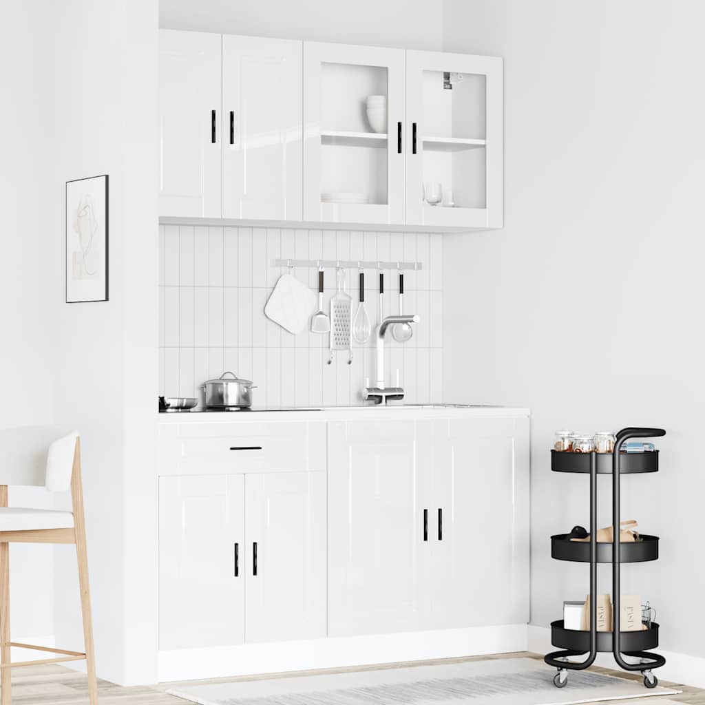 4-delige Keukenkastenset Porto bewerkt hout glanzend wit is nu te koop bij PeponiXL, paradijselijk wonen!