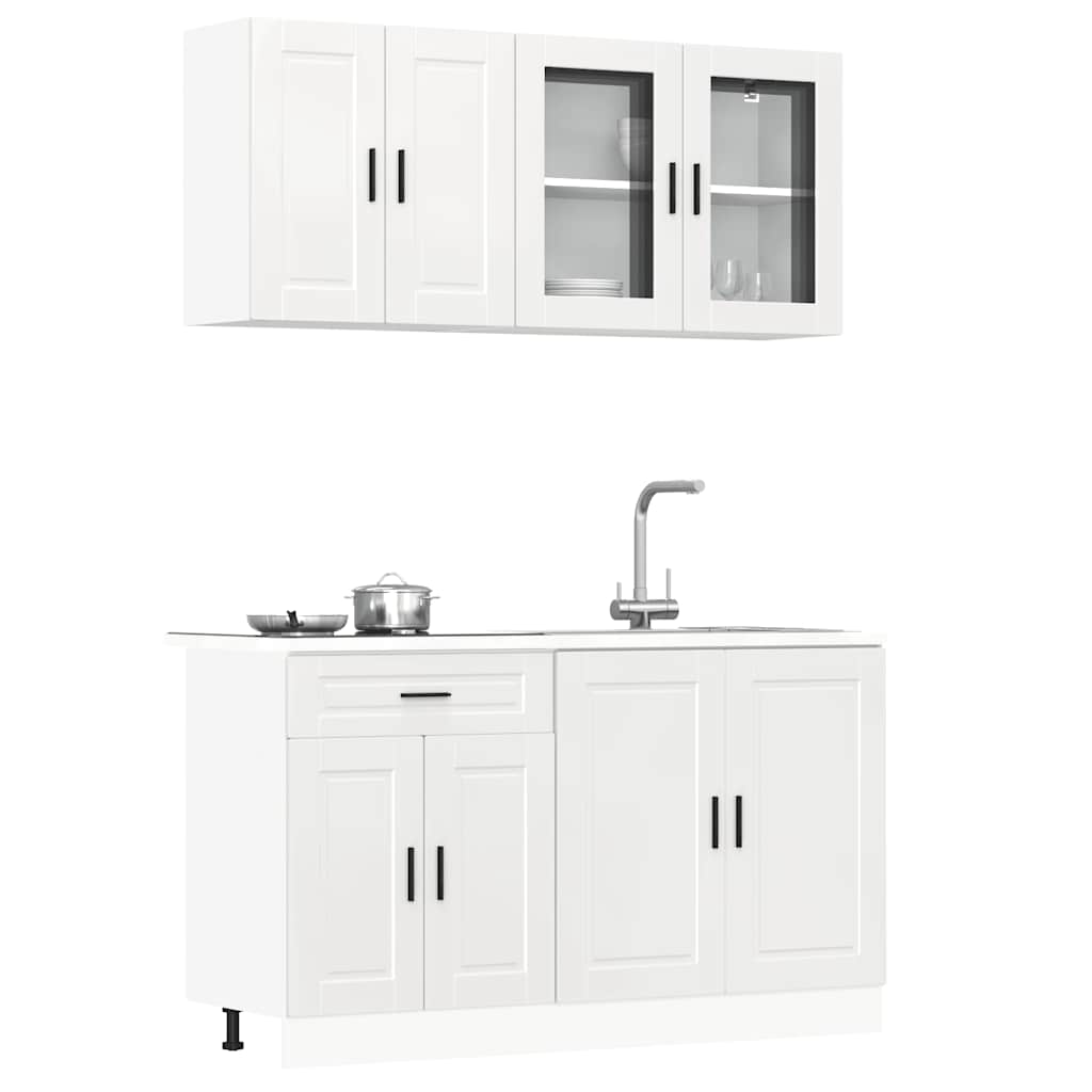 4-delige Keukenkastenset Porto bewerkt hout glanzend wit is nu te koop bij PeponiXL, paradijselijk wonen!