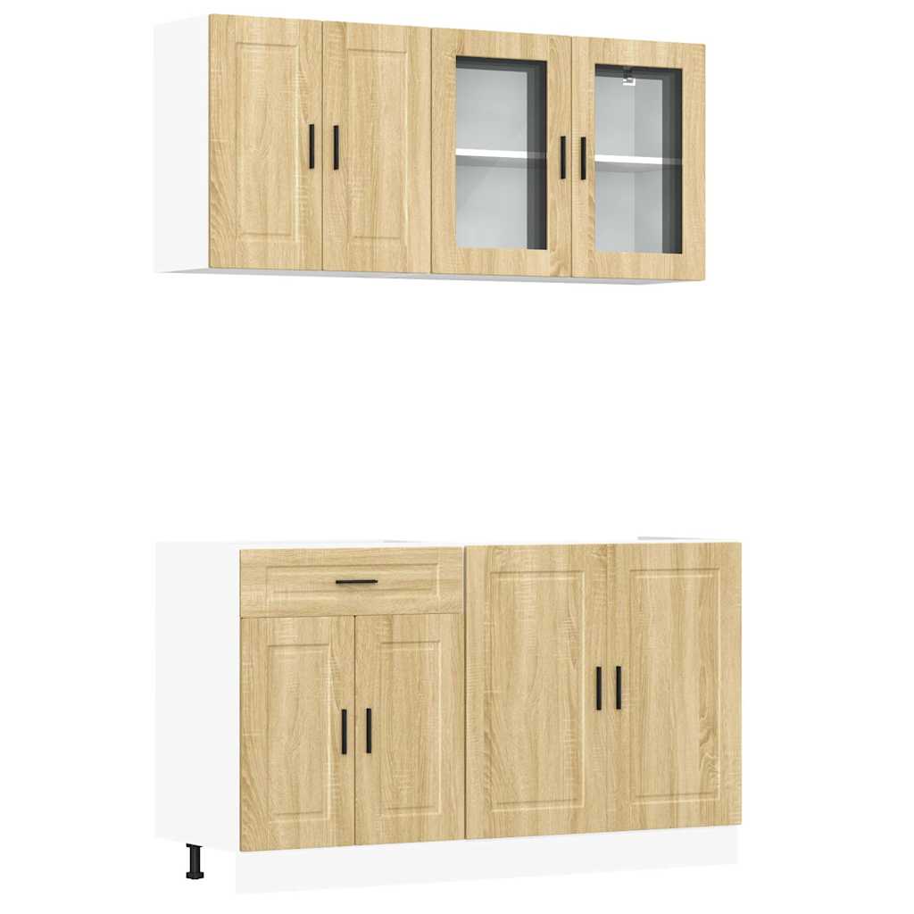 4-delige Keukenkastenset Porto bewerkt hout sonoma eikenkleur is nu te koop bij PeponiXL, paradijselijk wonen!