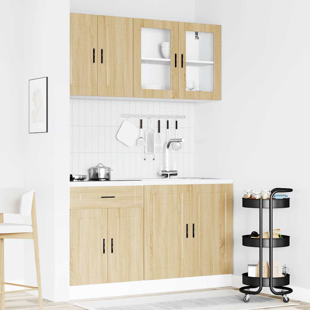 4-delige Keukenkastenset Porto bewerkt hout sonoma eikenkleur is nu te koop bij PeponiXL, paradijselijk wonen!
