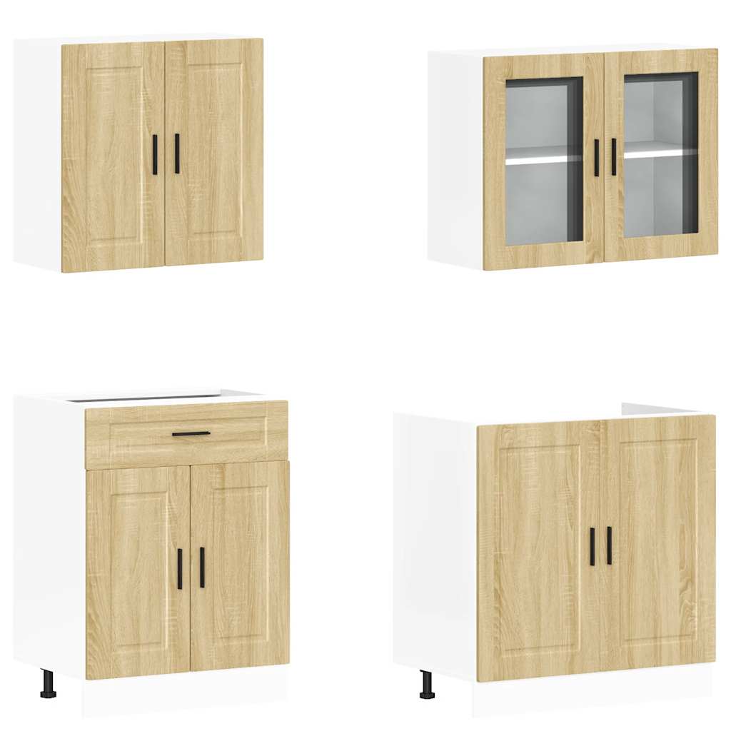4-delige Keukenkastenset Porto bewerkt hout sonoma eikenkleur is nu te koop bij PeponiXL, paradijselijk wonen!