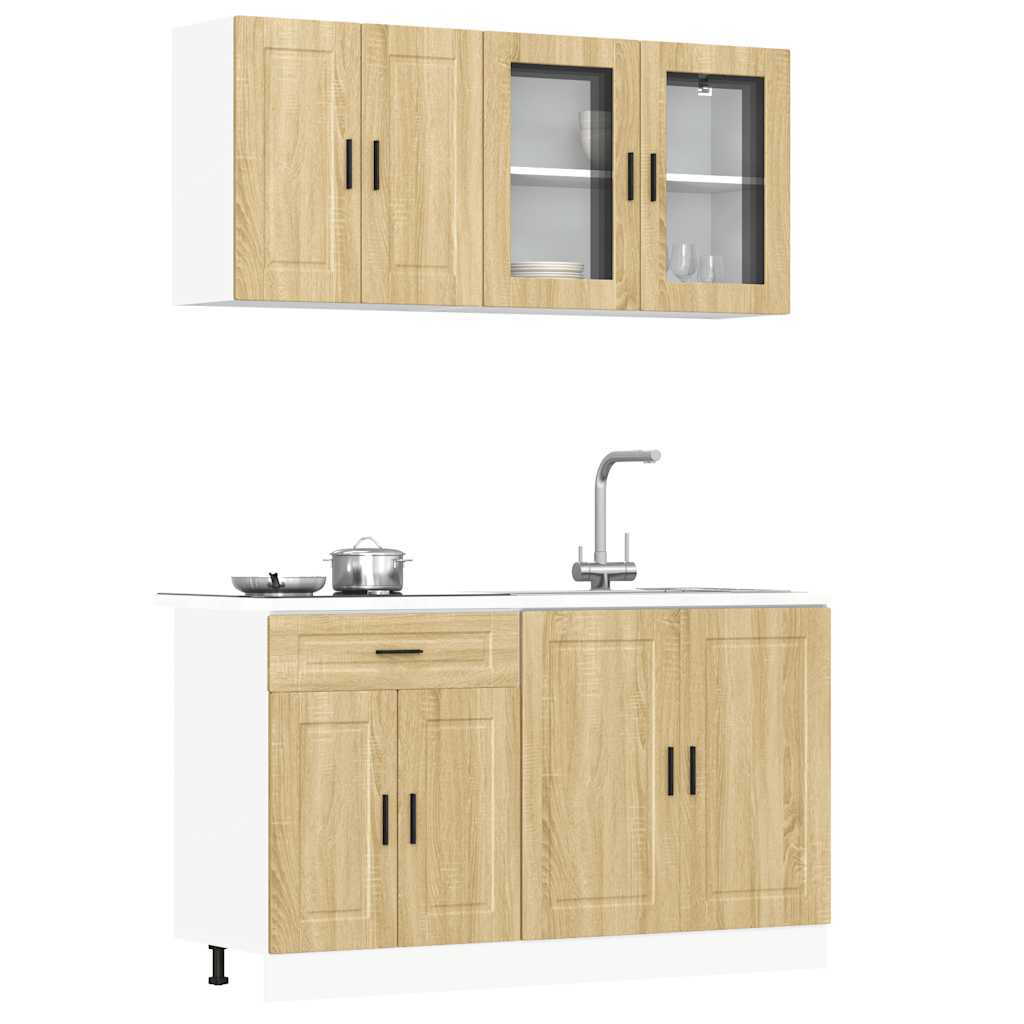 4-delige Keukenkastenset Porto bewerkt hout sonoma eikenkleur is nu te koop bij PeponiXL, paradijselijk wonen!