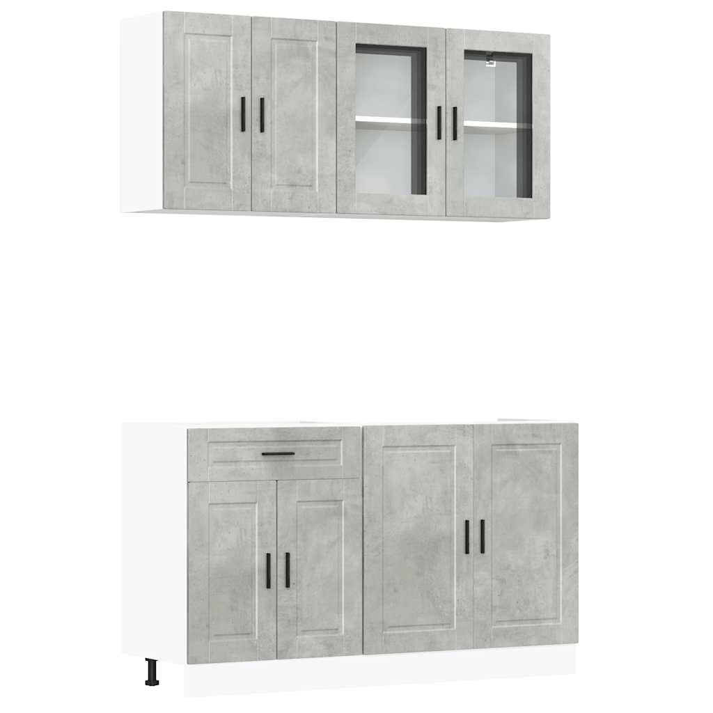 4-delige Keukenkastenset Porto bewerkt hout betongrijs is nu te koop bij PeponiXL, paradijselijk wonen!