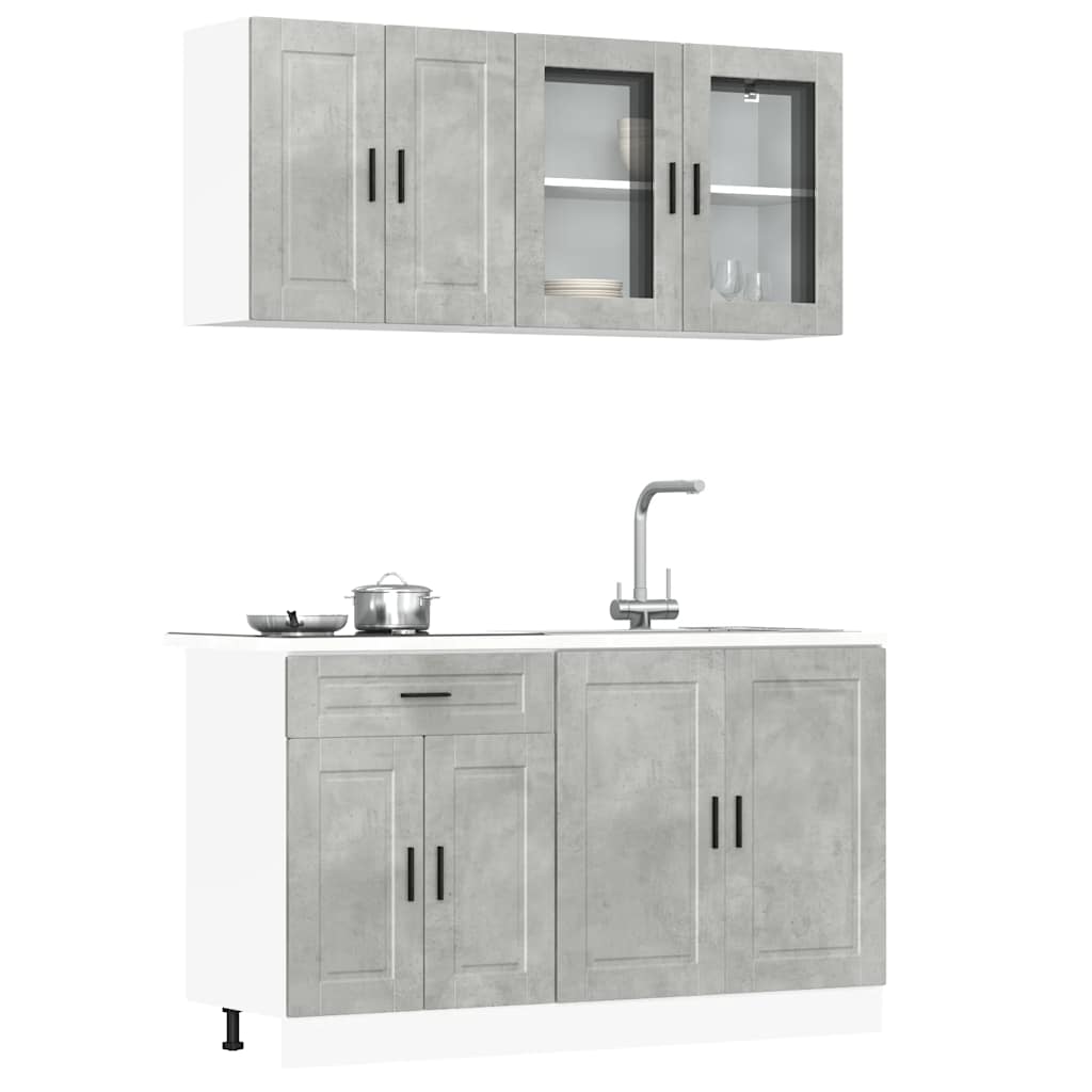 4-delige Keukenkastenset Porto bewerkt hout betongrijs is nu te koop bij PeponiXL, paradijselijk wonen!