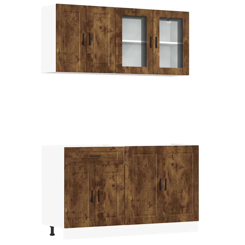 4-delige Keukenkastenset Porto bewerkt hout gerookt eiken is nu te koop bij PeponiXL, paradijselijk wonen!