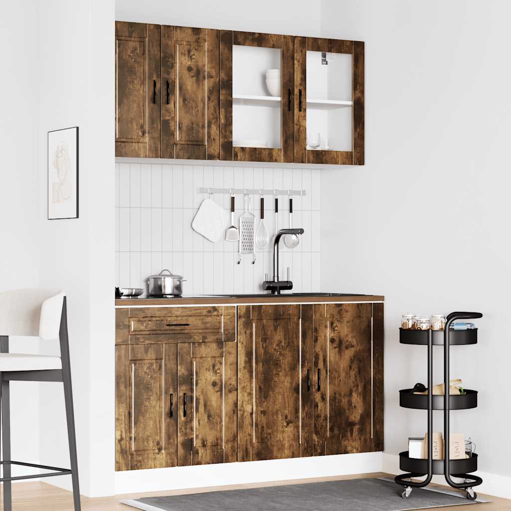 4-delige Keukenkastenset Porto bewerkt hout gerookt eiken is nu te koop bij PeponiXL, paradijselijk wonen!
