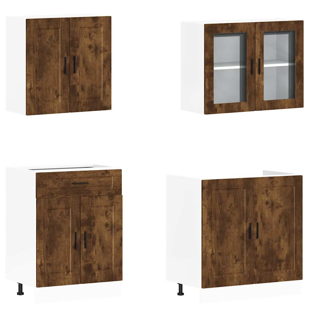 4-delige Keukenkastenset Porto bewerkt hout gerookt eiken is nu te koop bij PeponiXL, paradijselijk wonen!