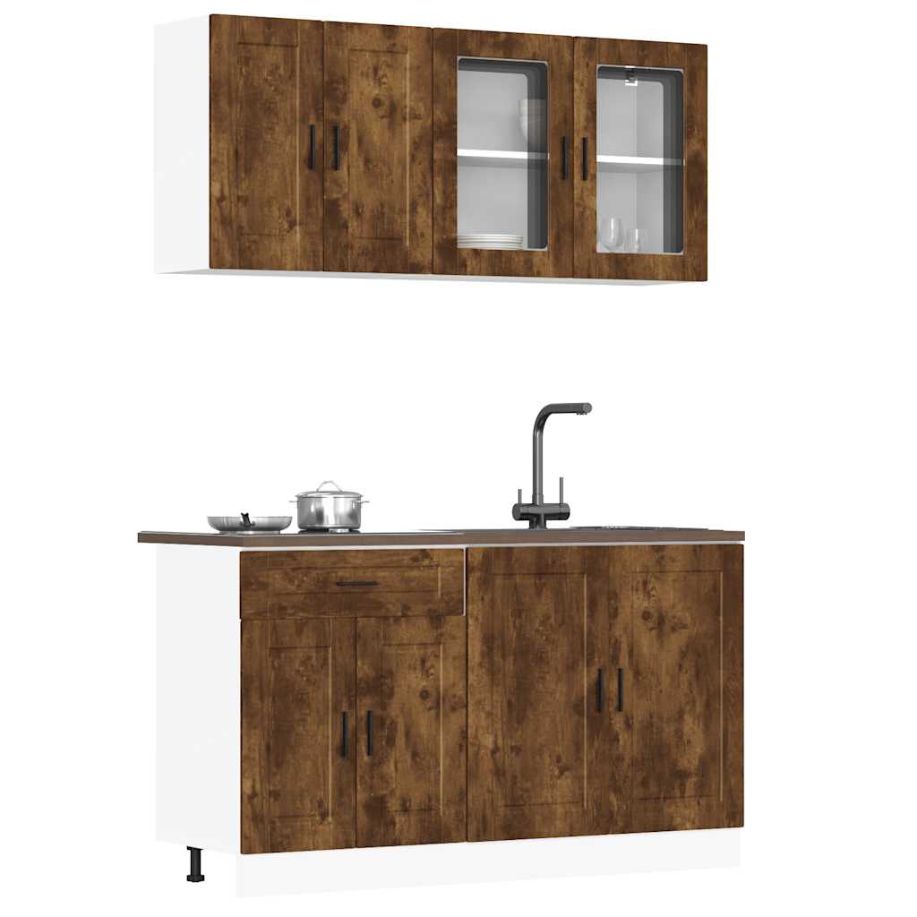 4-delige Keukenkastenset Porto bewerkt hout gerookt eiken is nu te koop bij PeponiXL, paradijselijk wonen!