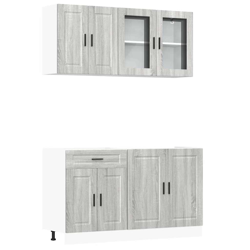 4-delige Keukenkastenset Porto bewerkt hout grijs sonoma eiken is nu te koop bij PeponiXL, paradijselijk wonen!