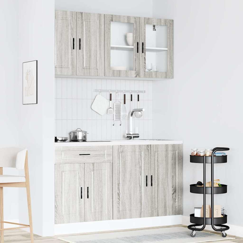 4-delige Keukenkastenset Porto bewerkt hout grijs sonoma eiken is nu te koop bij PeponiXL, paradijselijk wonen!