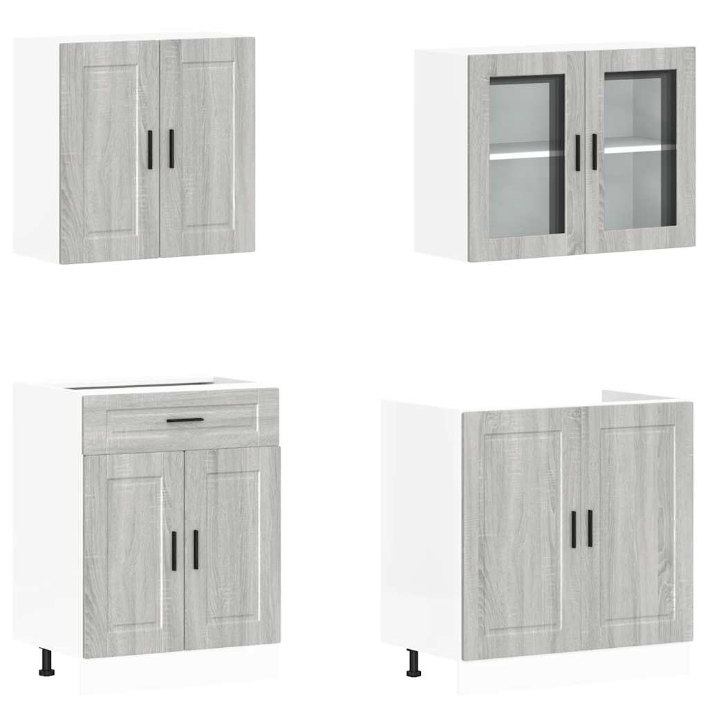 4-delige Keukenkastenset Porto bewerkt hout grijs sonoma eiken is nu te koop bij PeponiXL, paradijselijk wonen!