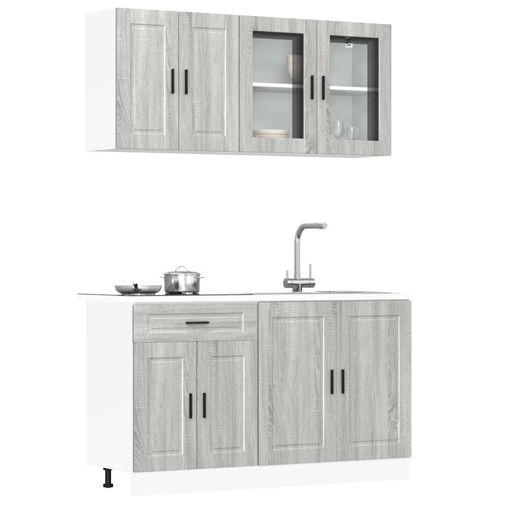 4-delige Keukenkastenset Porto bewerkt hout grijs sonoma eiken is nu te koop bij PeponiXL, paradijselijk wonen!