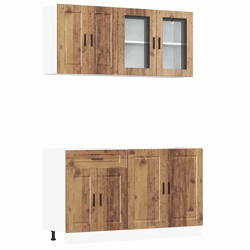 4-delige Keukenkastenset Porto bewerkt hout oud houtkleurig is nu te koop bij PeponiXL, paradijselijk wonen!