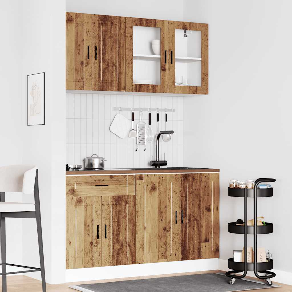 4-delige Keukenkastenset Porto bewerkt hout oud houtkleurig is nu te koop bij PeponiXL, paradijselijk wonen!