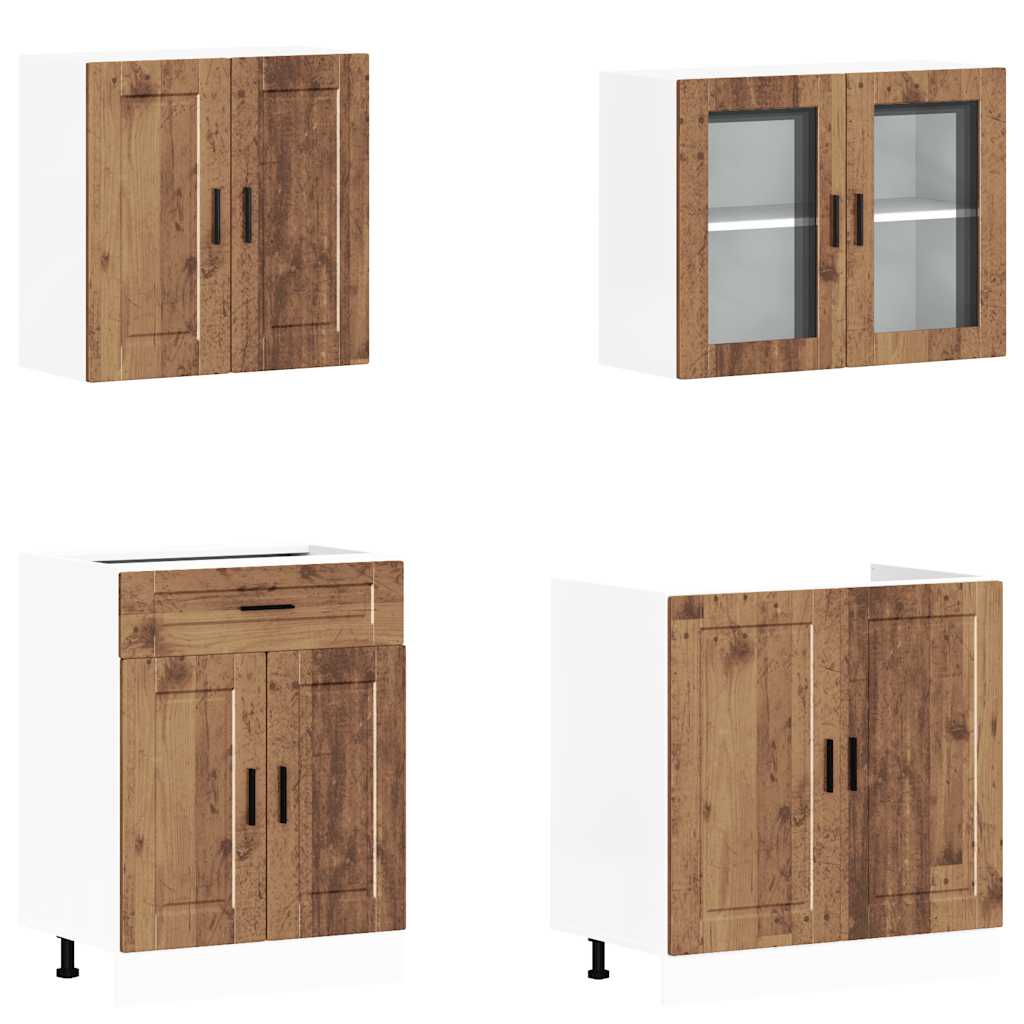 4-delige Keukenkastenset Porto bewerkt hout oud houtkleurig is nu te koop bij PeponiXL, paradijselijk wonen!