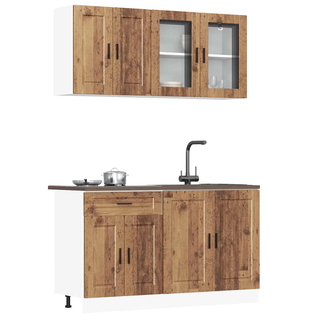4-delige Keukenkastenset Porto bewerkt hout oud houtkleurig is nu te koop bij PeponiXL, paradijselijk wonen!