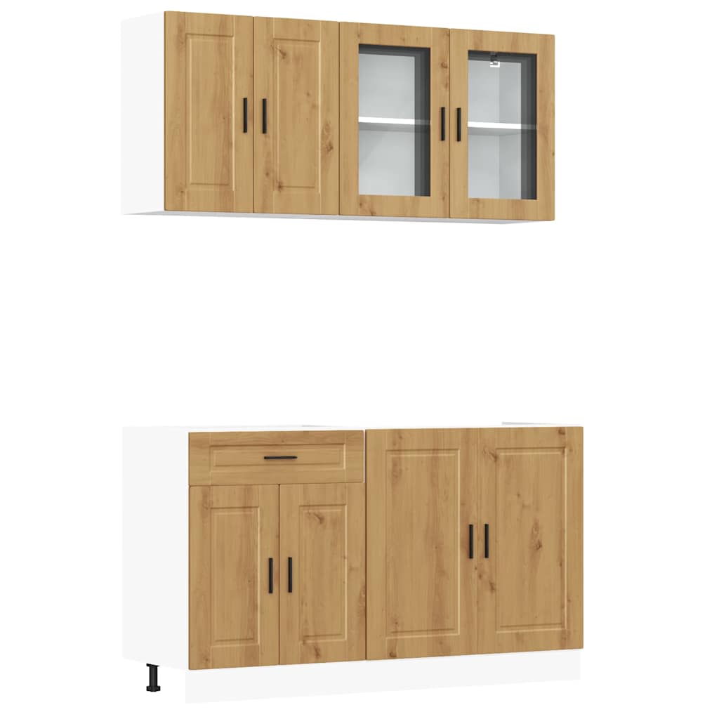 4-delige Keukenkastenset Kalmar bewerkt hout artisanaal eiken is nu te koop bij PeponiXL, paradijselijk wonen!