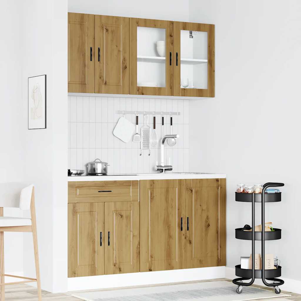 4-delige Keukenkastenset Kalmar bewerkt hout artisanaal eiken is nu te koop bij PeponiXL, paradijselijk wonen!