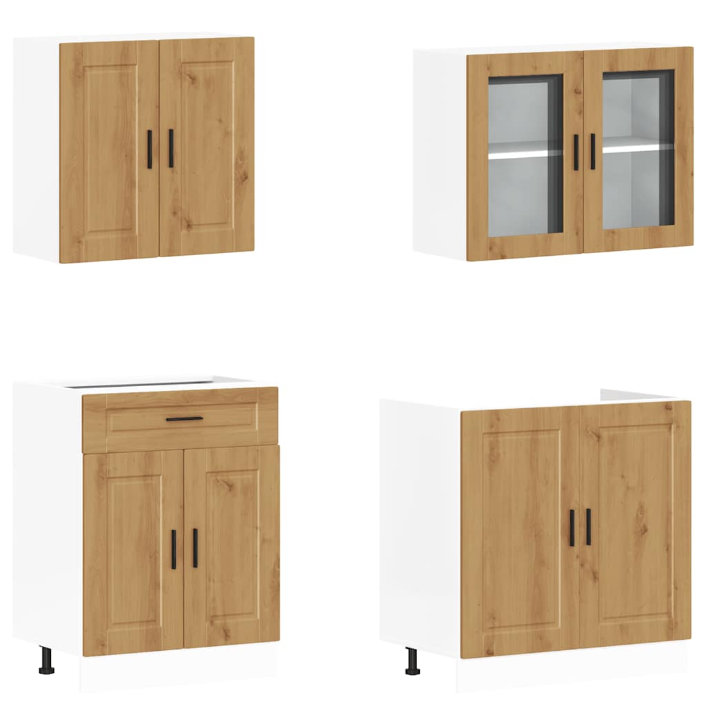 4-delige Keukenkastenset Kalmar bewerkt hout artisanaal eiken is nu te koop bij PeponiXL, paradijselijk wonen!
