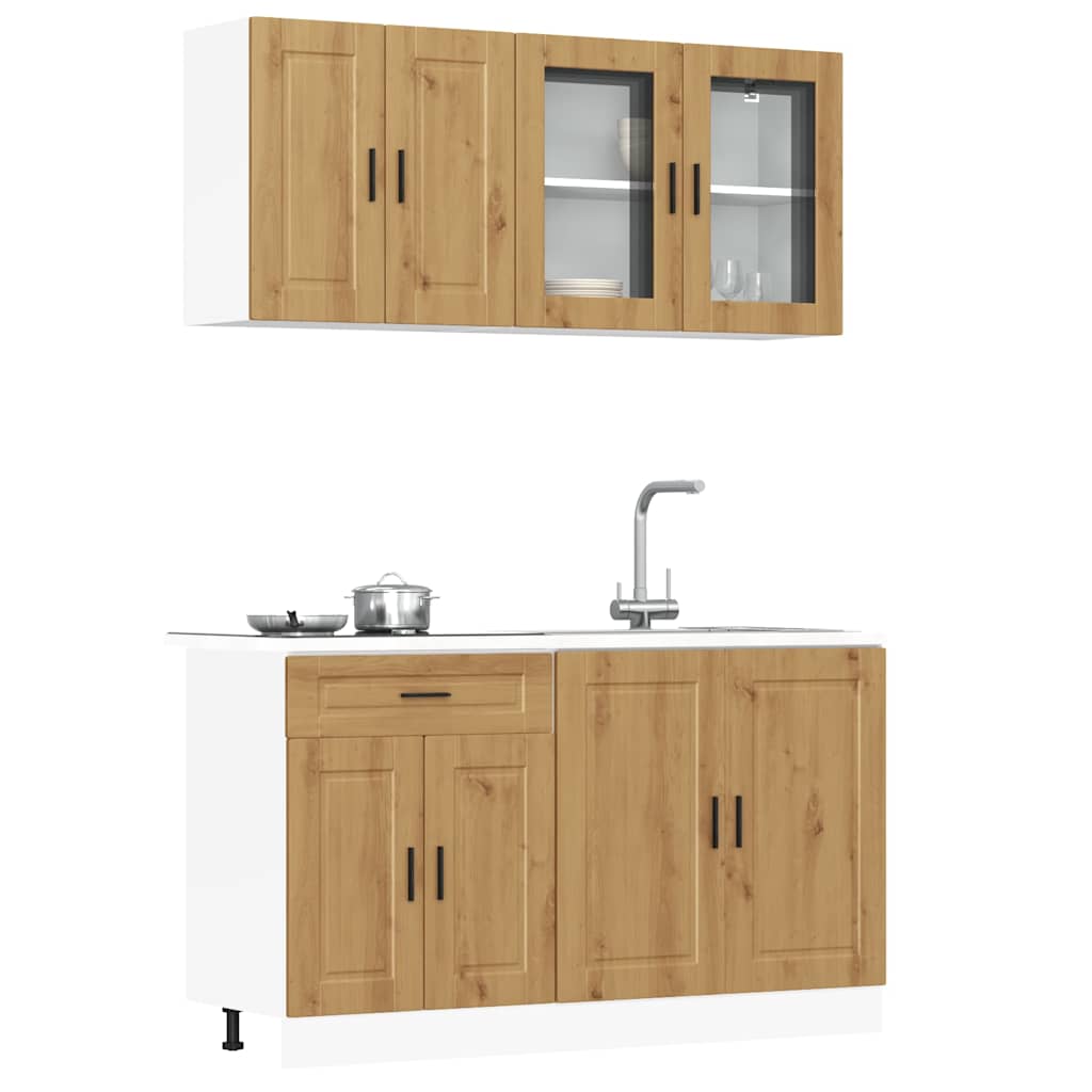 4-delige Keukenkastenset Kalmar bewerkt hout artisanaal eiken is nu te koop bij PeponiXL, paradijselijk wonen!