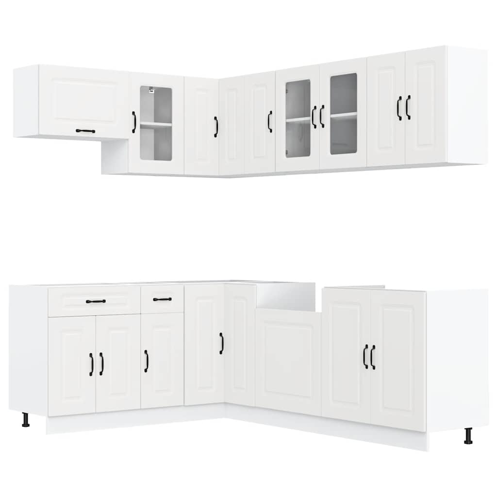11-delige Keukenkastenset Kalmar bewerkt hout wit is nu te koop bij PeponiXL, paradijselijk wonen!