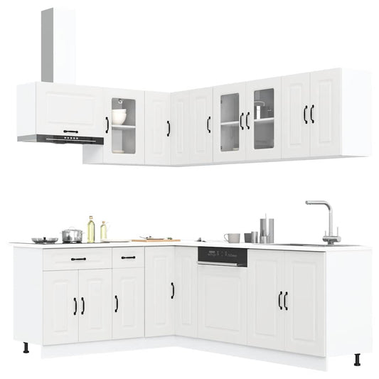 11-delige Keukenkastenset Kalmar bewerkt hout wit is nu te koop bij PeponiXL, paradijselijk wonen!