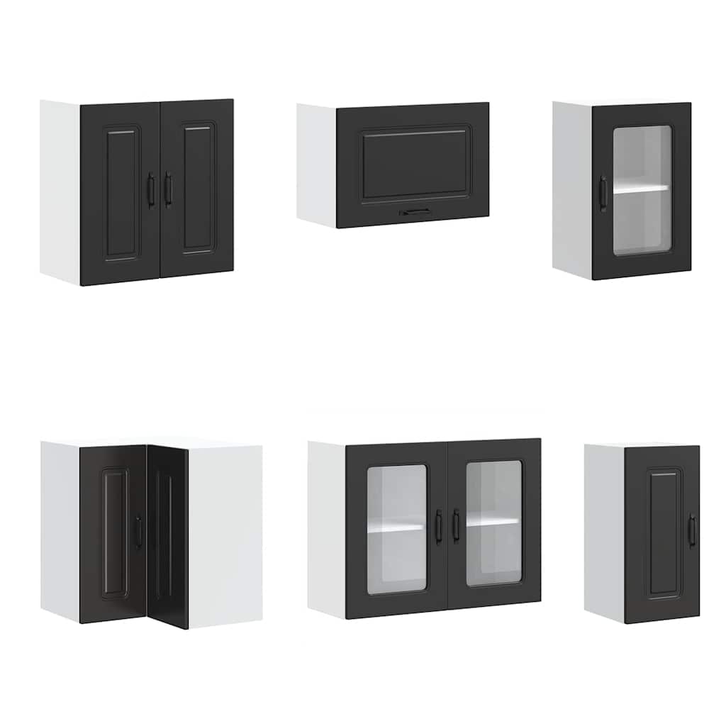 11-delige Keukenkastenset Kalmar bewerkt hout zwart is nu te koop bij PeponiXL, paradijselijk wonen!