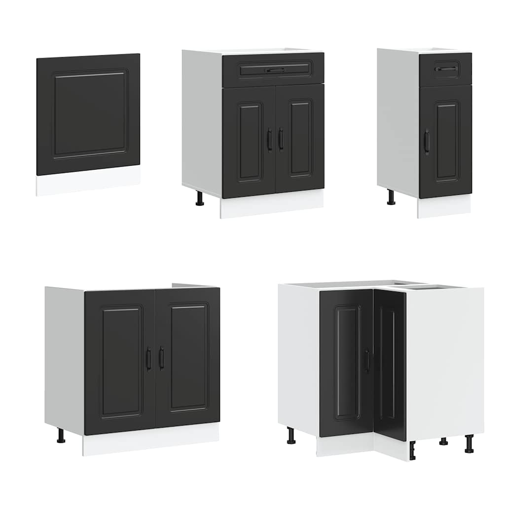 11-delige Keukenkastenset Kalmar bewerkt hout zwart is nu te koop bij PeponiXL, paradijselijk wonen!