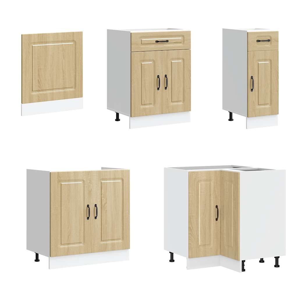 11-delige Keukenkastenset Kalmar bewerkt hout sonoma eikenkleur is nu te koop bij PeponiXL, paradijselijk wonen!