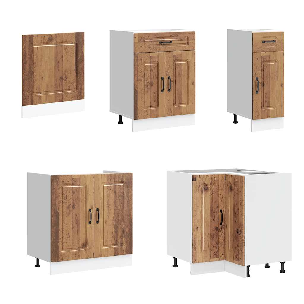 11-delige Keukenkastenset Kalmar bewerkt hout oud houtkleurig is nu te koop bij PeponiXL, paradijselijk wonen!
