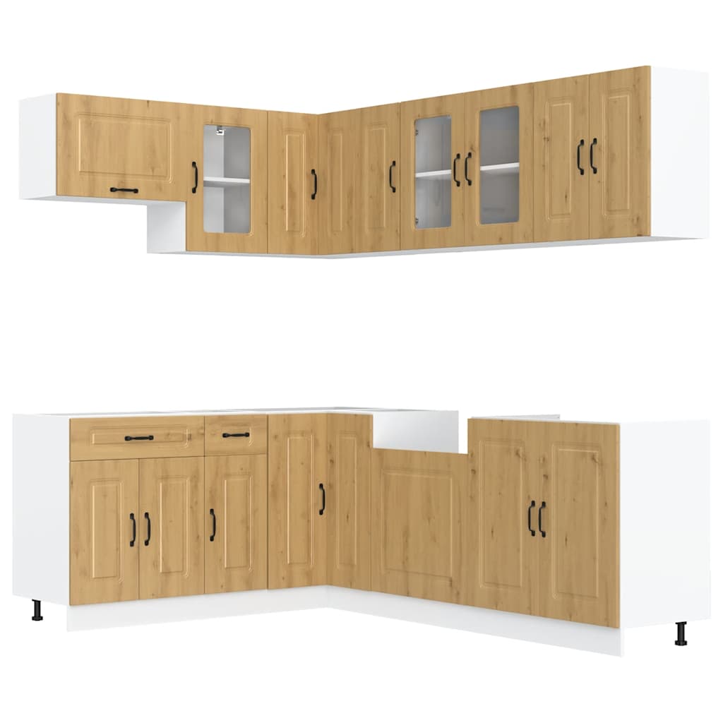 11-delige Keukenkastenset Kalmar bewerkt hout artisanaal eiken is nu te koop bij PeponiXL, paradijselijk wonen!