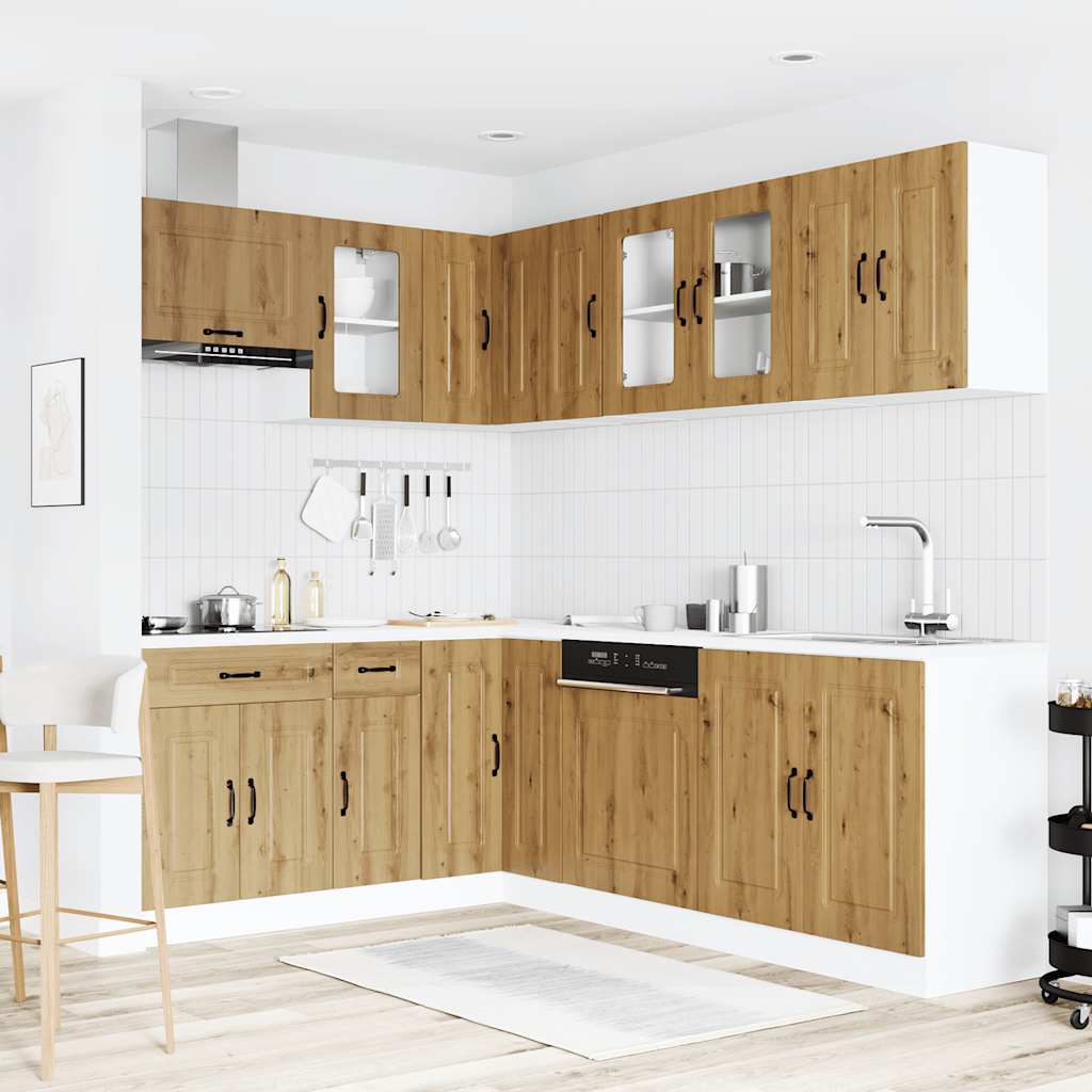 11-delige Keukenkastenset Kalmar bewerkt hout artisanaal eiken is nu te koop bij PeponiXL, paradijselijk wonen!