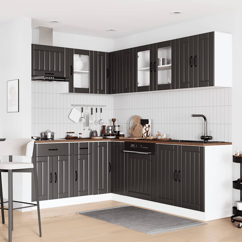 11-delige Keukenkastenset Lucca bewerkt hout zwart is nu te koop bij PeponiXL, paradijselijk wonen!