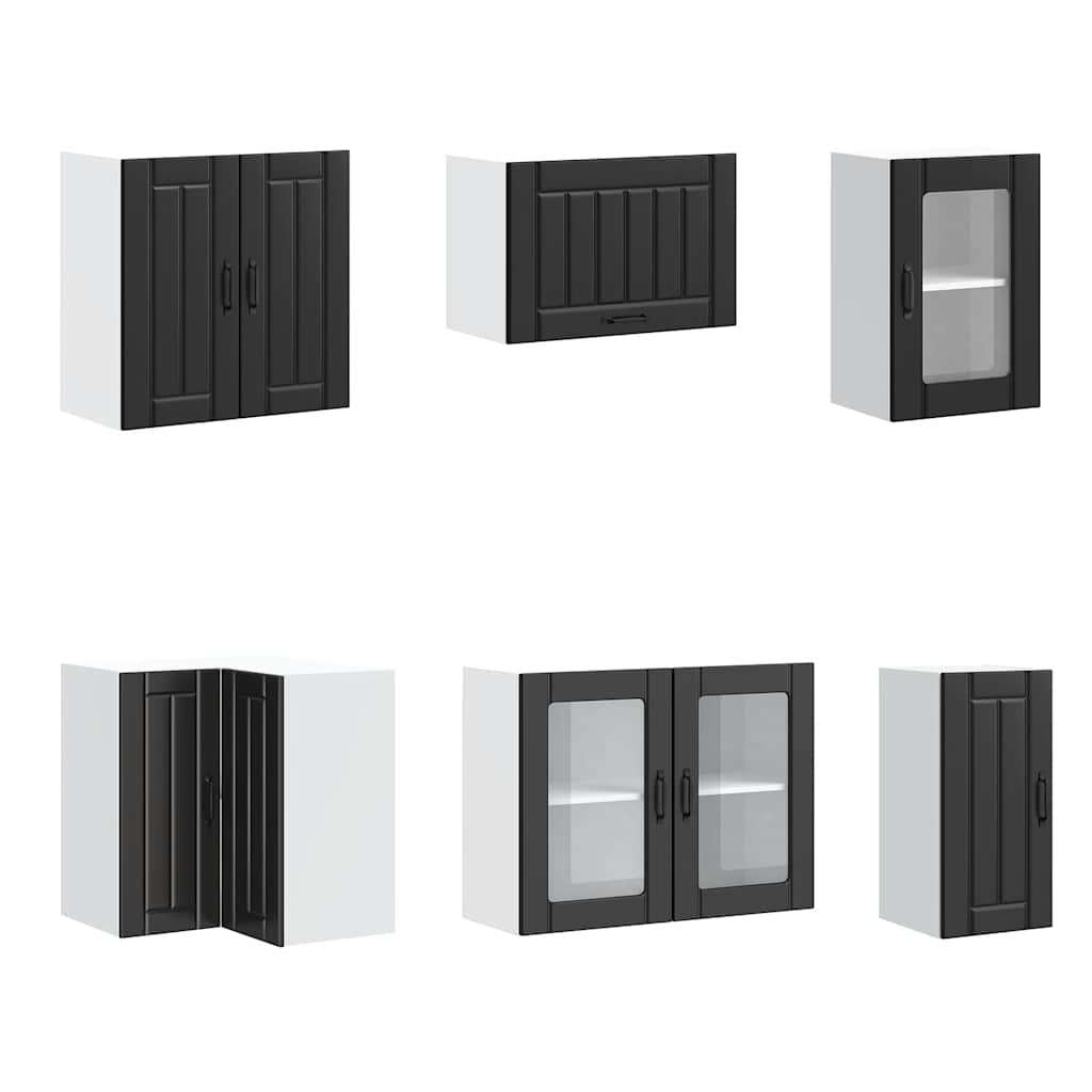 11-delige Keukenkastenset Lucca bewerkt hout zwart is nu te koop bij PeponiXL, paradijselijk wonen!
