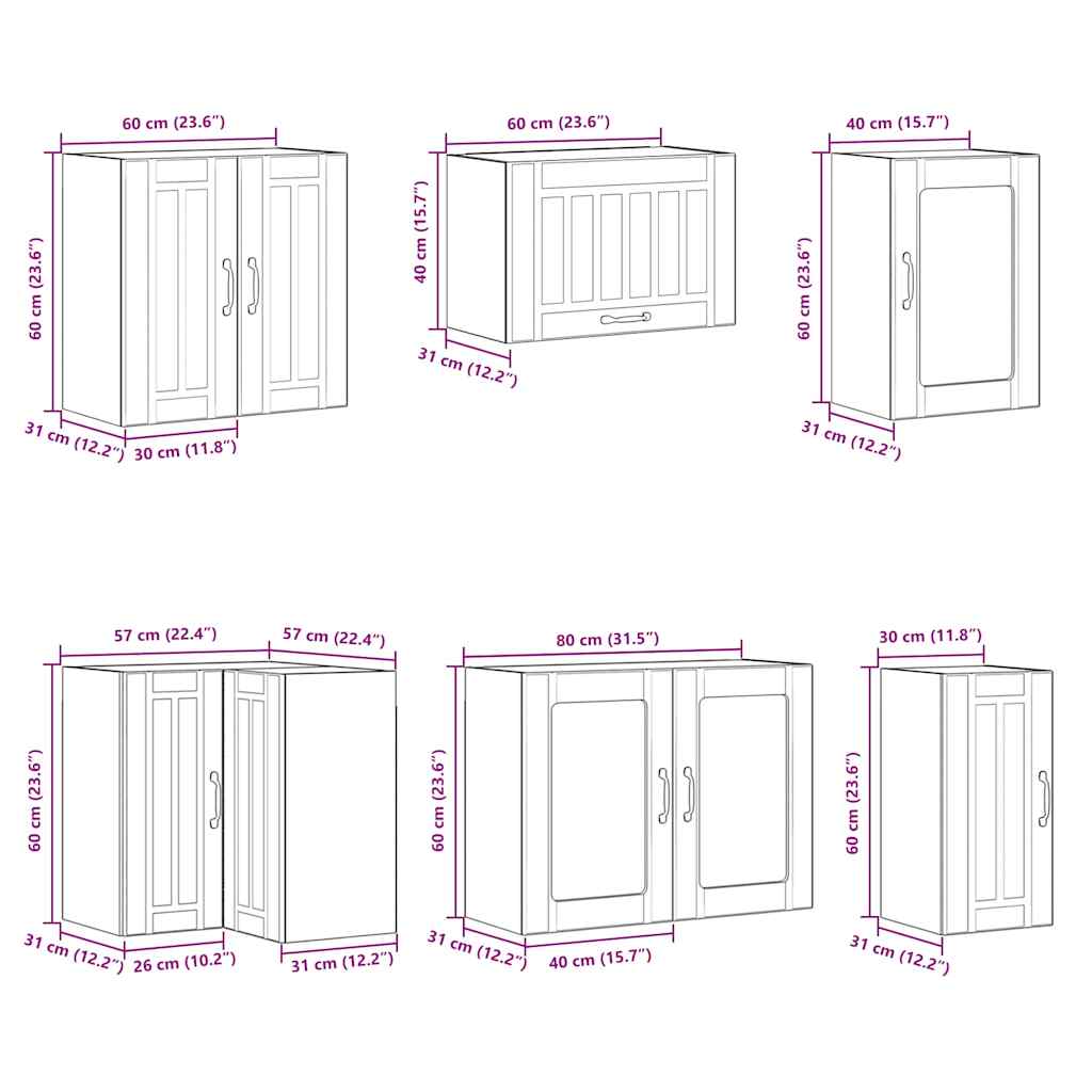 11-delige Keukenkastenset Lucca bewerkt hout zwart is nu te koop bij PeponiXL, paradijselijk wonen!