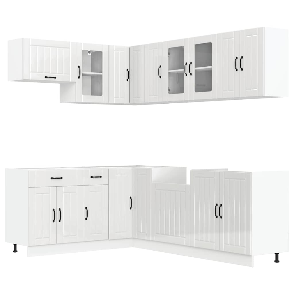 11-delige Keukenkastenset Lucca bewerkt hout glanzend wit is nu te koop bij PeponiXL, paradijselijk wonen!