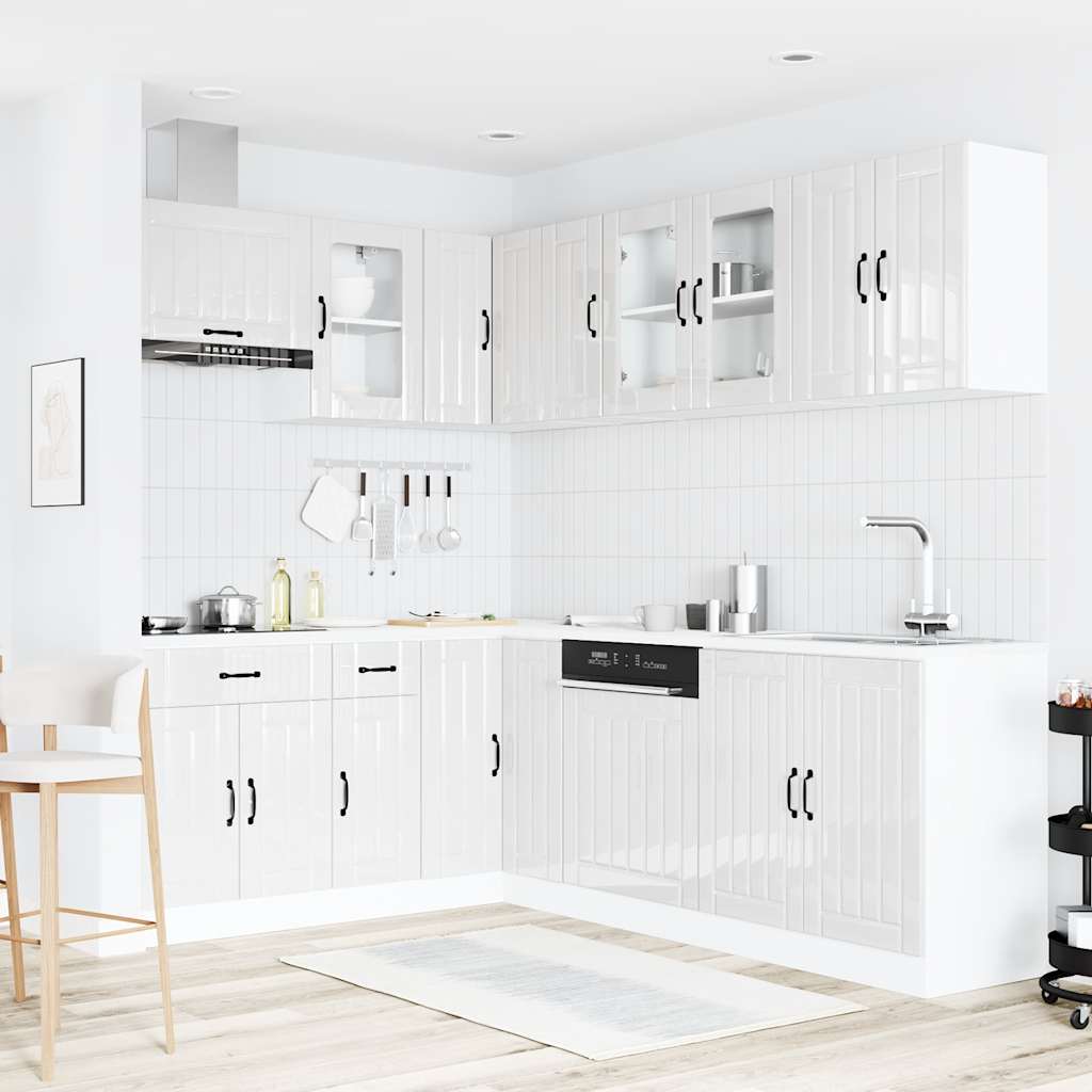 11-delige Keukenkastenset Lucca bewerkt hout glanzend wit is nu te koop bij PeponiXL, paradijselijk wonen!