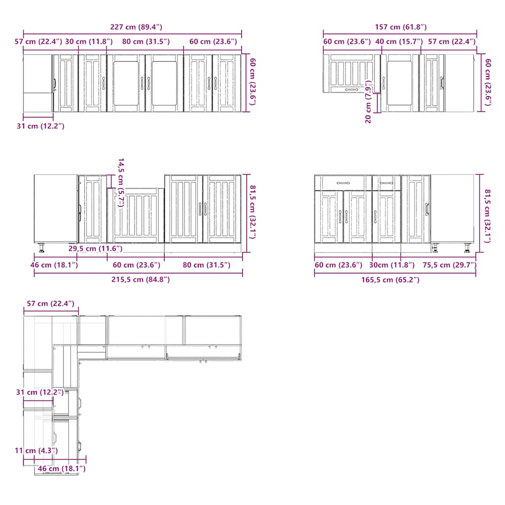 11-delige Keukenkastenset Lucca bewerkt hout glanzend wit is nu te koop bij PeponiXL, paradijselijk wonen!