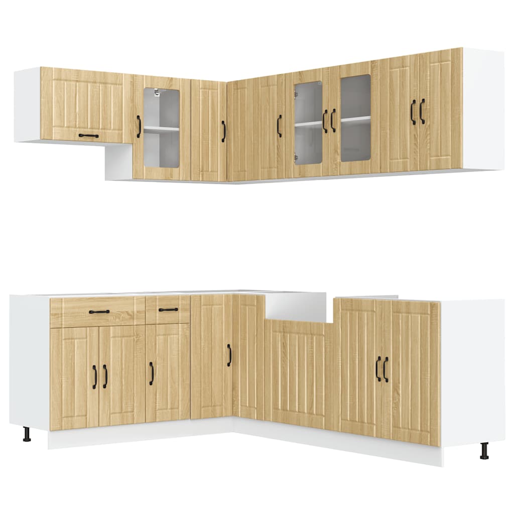 11-delige Keukenkastenset Lucca bewerkt hout sonoma eikenkleur is nu te koop bij PeponiXL, paradijselijk wonen!