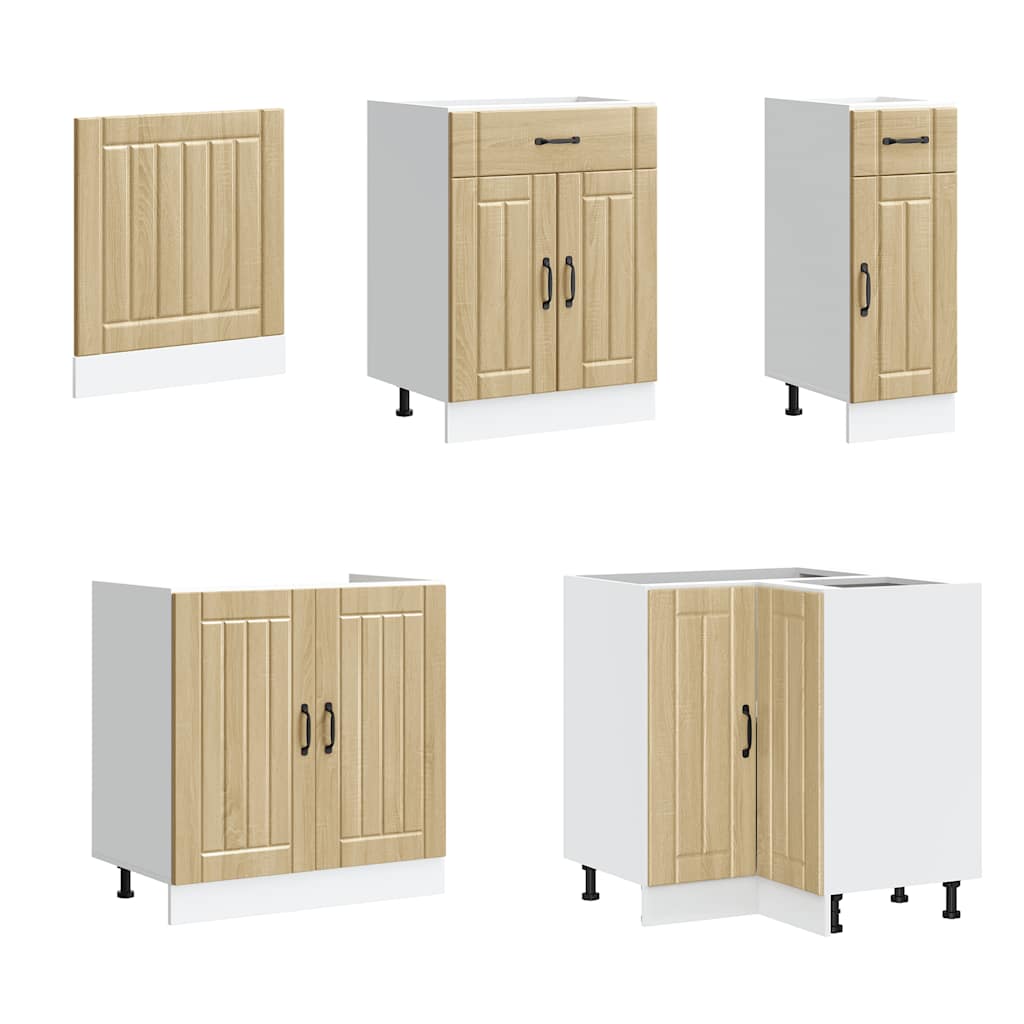 11-delige Keukenkastenset Lucca bewerkt hout sonoma eikenkleur is nu te koop bij PeponiXL, paradijselijk wonen!
