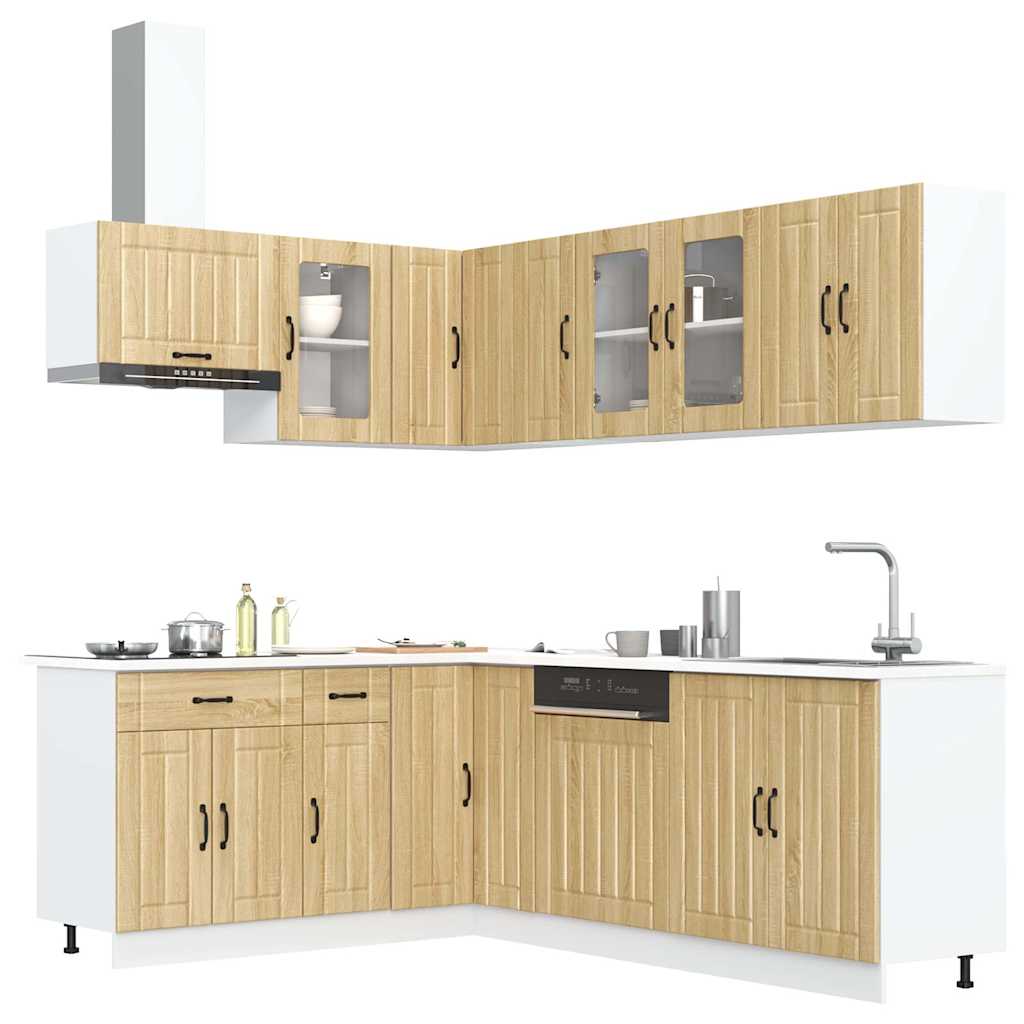 11-delige Keukenkastenset Lucca bewerkt hout sonoma eikenkleur is nu te koop bij PeponiXL, paradijselijk wonen!