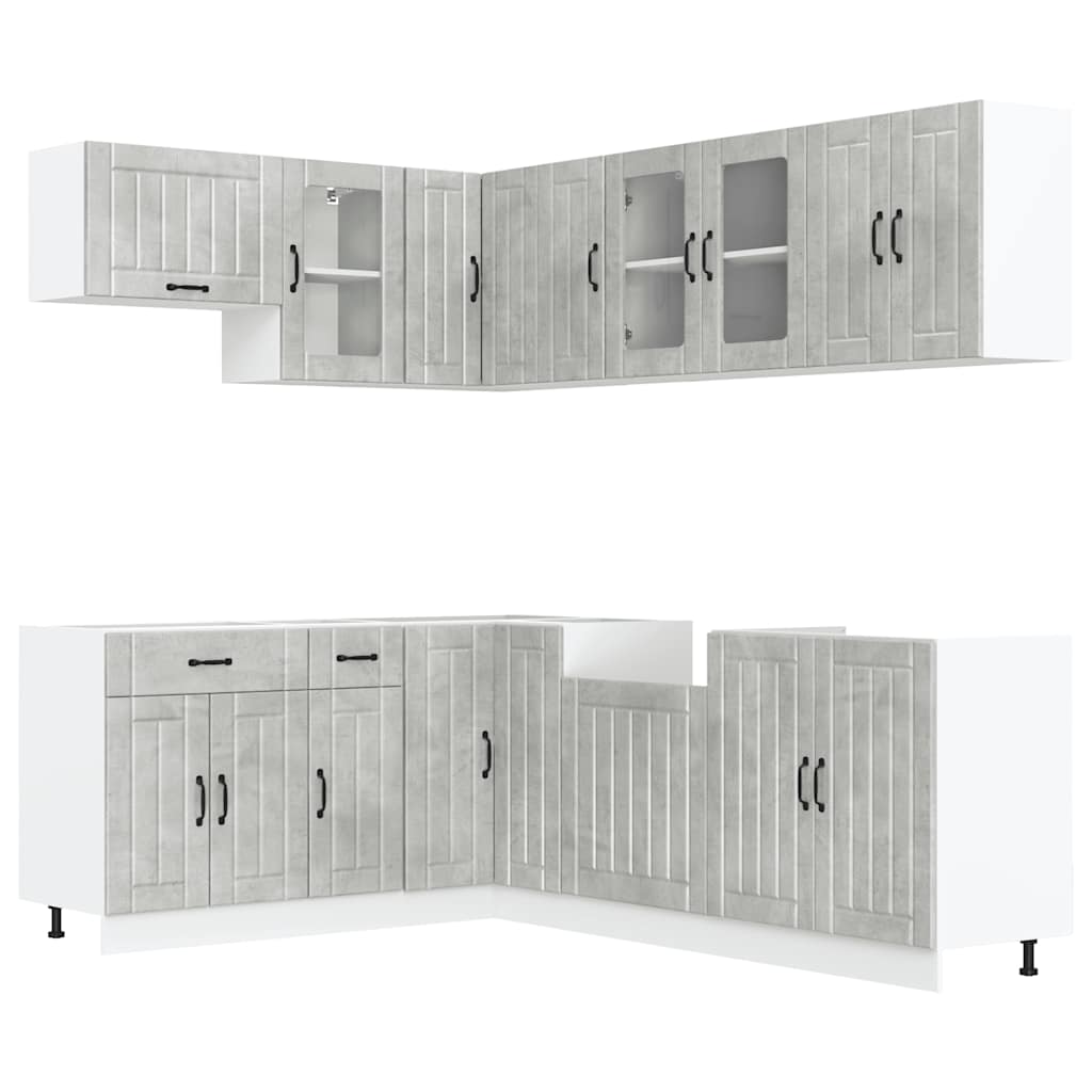 11-delige Keukenkastenset Lucca bewerkt hout betongrijs is nu te koop bij PeponiXL, paradijselijk wonen!