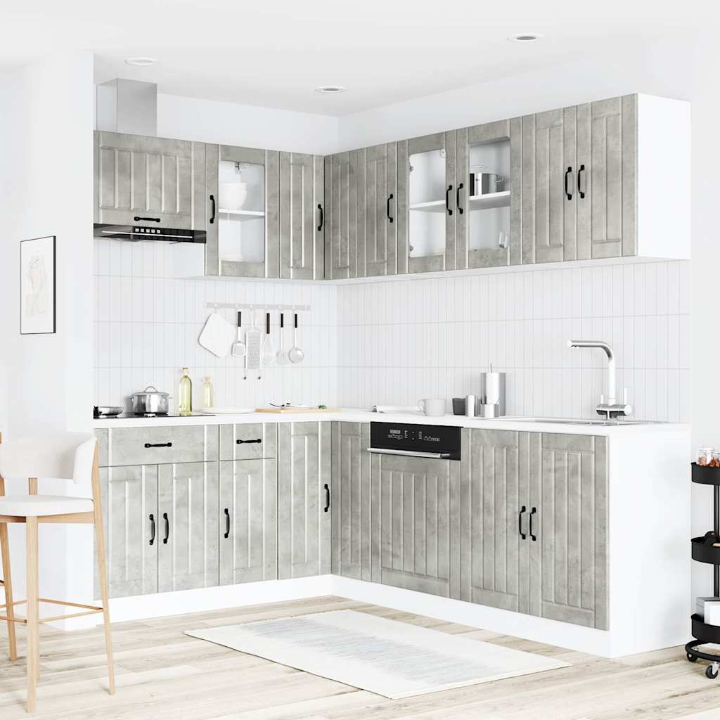 11-delige Keukenkastenset Lucca bewerkt hout betongrijs is nu te koop bij PeponiXL, paradijselijk wonen!